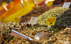 Spice, tea, and herbs are conspicuous throughout the Egyptian Bazaar.