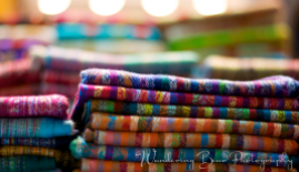 Piles of pashmina scarfs decorate the Egyptian Bazaar.